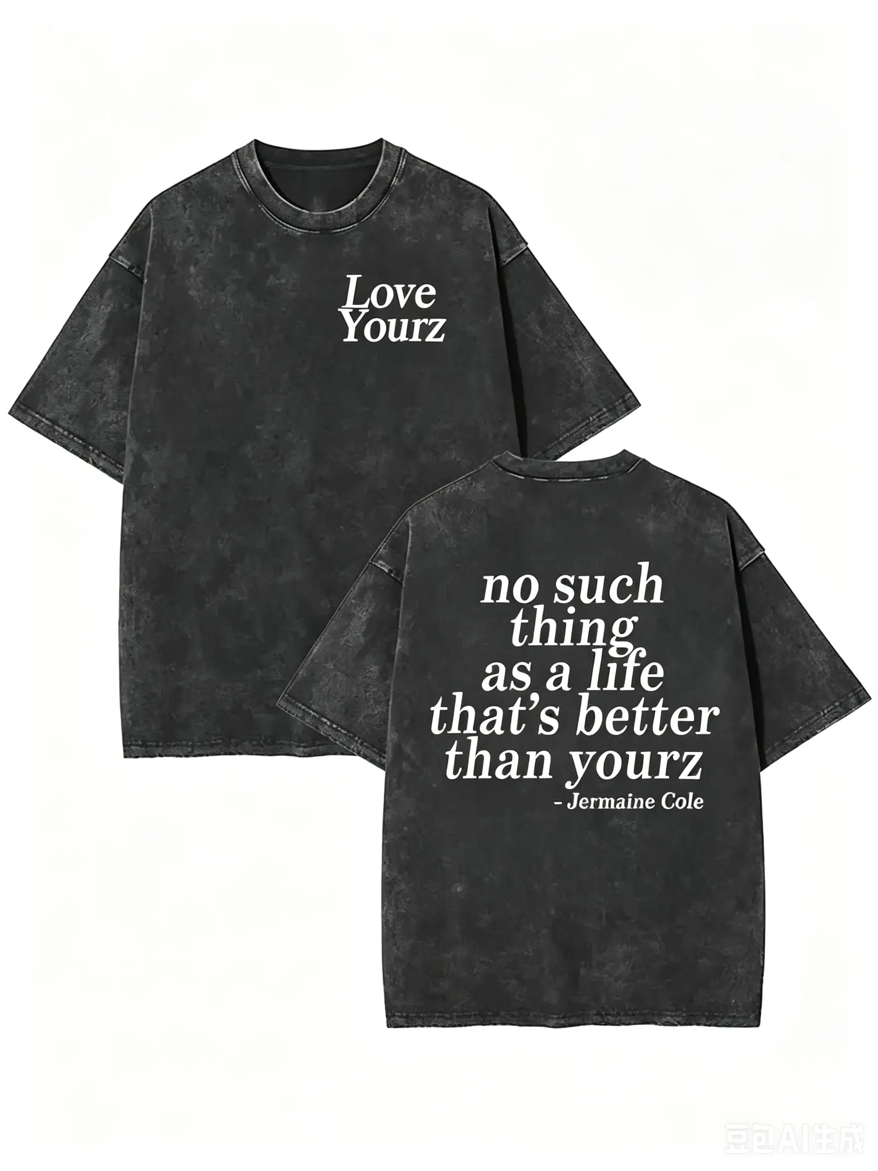 Men's Breathable Casual Streetwear Distressed Short-Sleeve Cotton T-Shirt - J Cole Dreamville Love Yourz Lyrics Graphic (Version 2), T-Shirt Swap Item