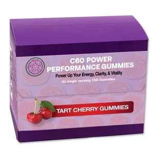 C60 POWER Edible Tart Cherry Chewable Dietary Supplement Gummies - 1 Box of 30 Gummies, Natural Support for Energy Boosts, Brain Health