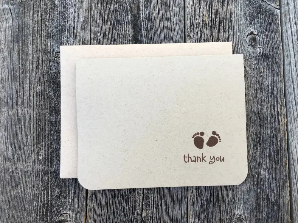 Handmade Thank You Card, Baby Foot Prints