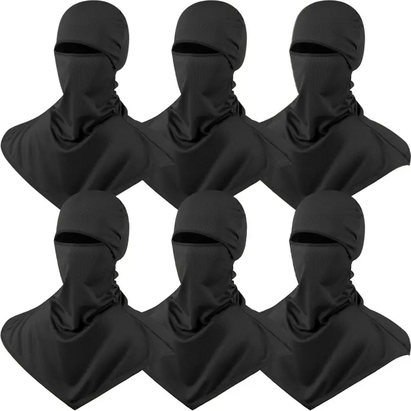 Unisex 6-Pack Balaclava Full Face Masks, Breathable Long Neck Headwear with UV Protection, Outdoor Sports Gear for Party Bags & Gifts Essentials, Full Face Mask