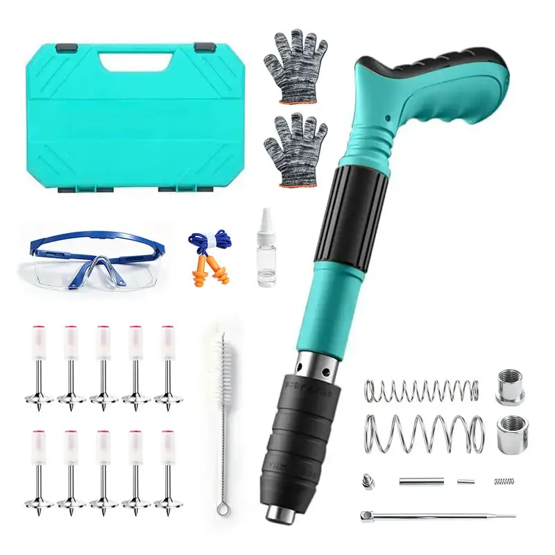 The multifunctional mini steel nail gun supports five levels of power adjustment, with an integrated structure that does not require inflation. It can be used to fix concrete walls and wooden boards, and is commonly used in home decoration construction.