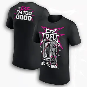 Mens WWE Dolph Ziggler "On With The Show" Fitted Round Neck Shortsleeve Soft T-Shirt, Black Authentic Wrestling Fan Menswear Casual Streetwear Top