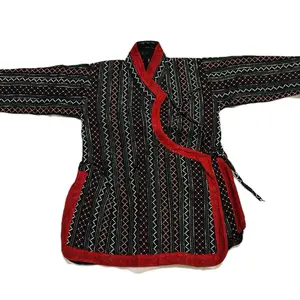 Handmade Nepali Traditional 4 Newari Suits with Intricate Embroidery and Bold Red Accents