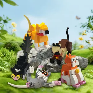 3D Animals Pet Cat Dog Creative Mini Cute Animal Building Blocks Kit,ABS Material Puzzle,3D Cat Dog DIY Bricks for Kids 6+, Safe ABS Puzzle Toys,STEM Sensory Kids Hobby,Festival Christmas Gifts Holiday Birthday,Collectables Tabletop Decor