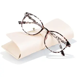 Stylish Blue Light Glasses Women Men Eyeglasses, TR90 Fashion Round Transparent Eye Glasses (Tortoise)