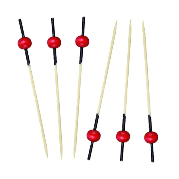 PacknWood 209BBKITA 2.76 In. KitaBamboo Pick With 1 Red Bead & Black End- Pack Of 2000
