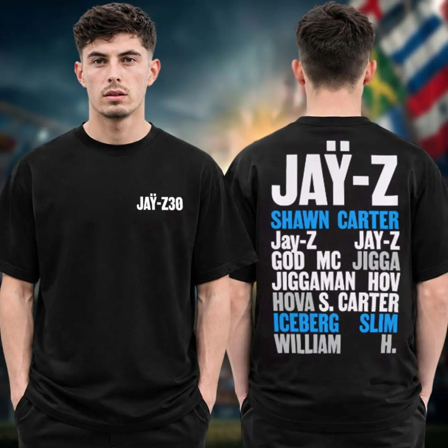 Jay-Z 30th Anniversary Nicknames List Two-Sided T-Shirt – Retro Streetwear Graphic Tee