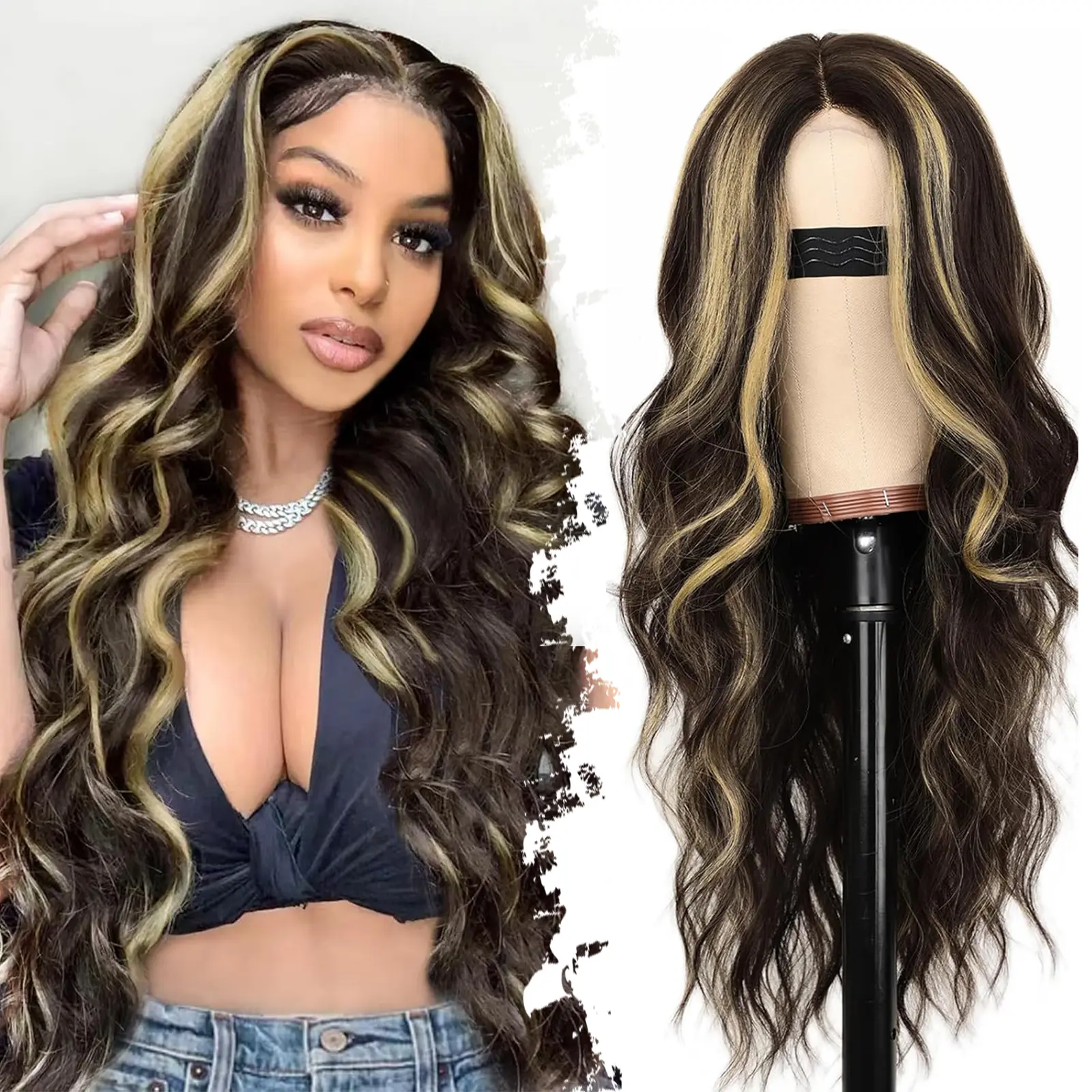 Dark Brown with Blonde Highlight