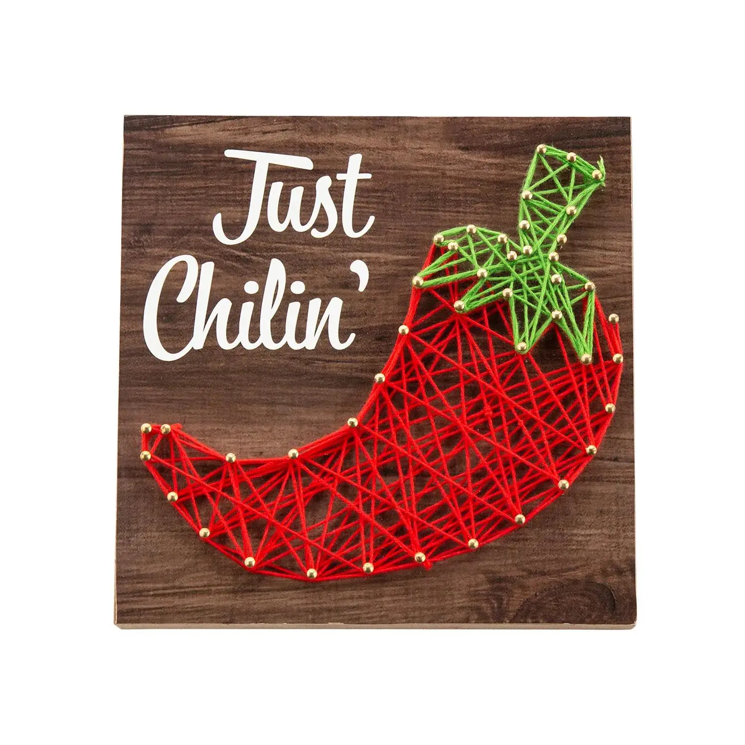 Chili Pepper String Art Kit, Adult DIY Unisex Craft with Wood Board, Pepper Theme DIY Craft for Toys & Hobbies, Beading & Jewelry Making