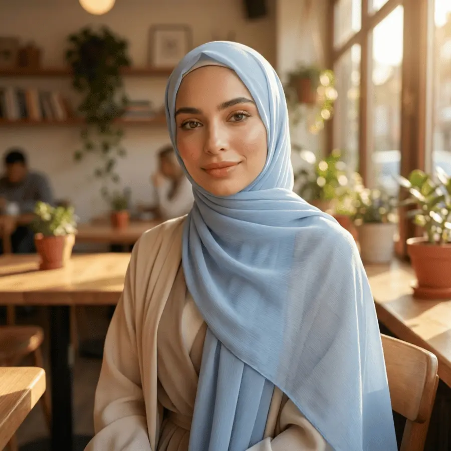 Whispering Breeze™ Crinkle Chiffon Hijab - Powder Pastel Blue