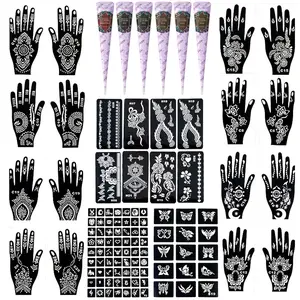 Tattoo sticker template Hand-painted ointment set Tattoo ointment Plant temporary hand-painted Henna body waterproof painting Hand-painted waterproof hollow design Unisex tattoo sticker Small tattoo hollow template