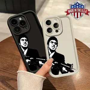Cool Scarface Tony Montana Gun Pattern Phone Case for iPhone Samsung 17 16 15 14 Pro Max 13 12 11 XR XS Plus Air Galaxy S26 S25 S24 S23 S22 Ultra Plus FE Shockproof Anti Drop Anti Scratch Durable Impact Resistant Soft TPU Cover gift for boy girl