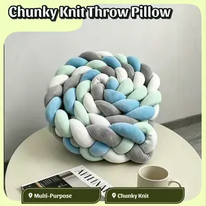 Soft Woven Knot Pillow, Comfortable Chunky Knit Long Cushion, Multi-Purpose Decorative Throw Pillow for Sofa, Bed, Living Room & Pet Bed UseHanging Ornaments Kitchen