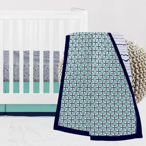 Bacati - Tribal Noah 3-Piece Crib Bedding Set - Mint/Navy Boys