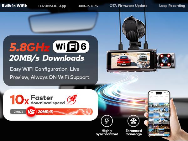 TERUNSOUL 4K Dual Dash Cam with Front-Rear Camera Options, Triple Camera Variant, GPS, 5GHz WiFi App Control, 128GB Card Included, Night Vision, 24H Parking Mode dashcam sohochic TERUNSOUL 4K Dual Dash Cam with Front-Rear Camera Options, Triple Camera Variant, GPS, 5GHz WiFi App Control, 128GB Card Included, Night Vision, 24H Parking Mode dashcam sohochic
