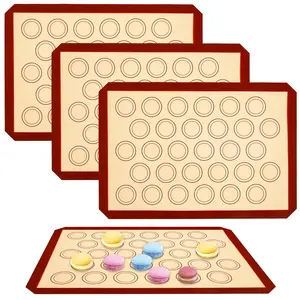 2025 NEW 4Pcs Macaron Baking Mats Non Stick Silicone Macaron Baking Sheets Reusable Macaron Baking Liner Large Silicone Cookie Baking Mat Safe Macaron Cookie Sheets for Oven Baking