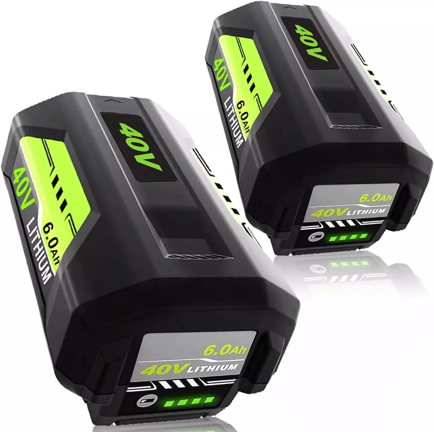 Ryobi 40V Li-Ion Lithium Rechargeable Battery Replacement 2-Pack (2 x 6.0Ah), Lithium Cordless Tool Accessories Compatible with OP4026, OP40401, OP40201 Power Tools