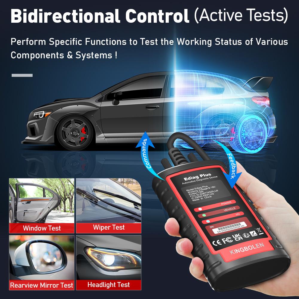[FathersDayGift]KINGBOLEN Ediag Plus Car Bluetooth Scanner for iOS & Android, OBD2 Scanner All System Diagnostic, ECU Coding, CAN-FD Protocol, 15+ Rest Functions,1 year free subscription Automotive Scan Tool