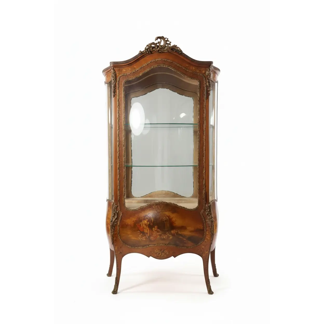 Antique French Vernis Martin Style Vitrine Curio Cabinet