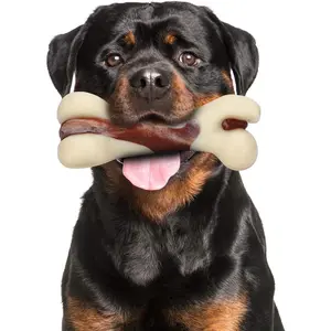 Dog Chew Toys for Aggressive Chewers, Beef Flavor Durable Teething Bones for Large/Medium/Small Puppies