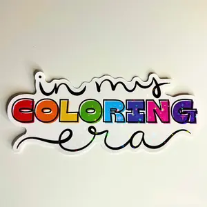 In My Coloring Era Holographic Jumbo Sticker 2.5" x 5" Die Cut Vinyl Waterproof Sticker for Coloring Book Laptop Water Bottle Rainbow Design