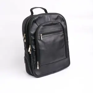 Trio Black Leather Backpack