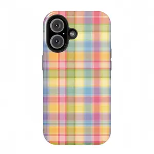 Rainbow plaid phone case, suitable for iPhone17 ProMax, 16Pro, 15, 14, 13, 12, double-layer protective case, smartphone case
