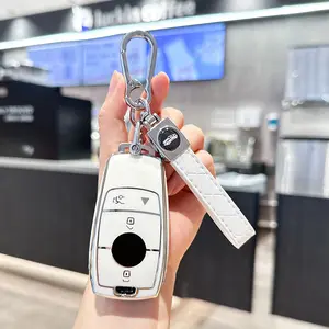 ACEBOY For Mercedes Benz Key Fob Cover, TPU Car Key Case Protector With Leather Keychain Compatible With Mercedes-Benz 2017-2021 E-Class S-Class 2019-2023 A-Class C-Class G-Class