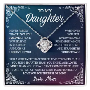 My Daughter Gift from Mom - 14K Sentimental Necklace with Message Card & LED Box for Mother's Day