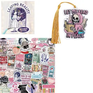 Romance Book Themed Sticker & Tassel Bookmark & Backpack Charm Set, 1 Set Waterproof Sticker for Laptop, Ebook Readers, Water Bottles, Journal & Scrapbook