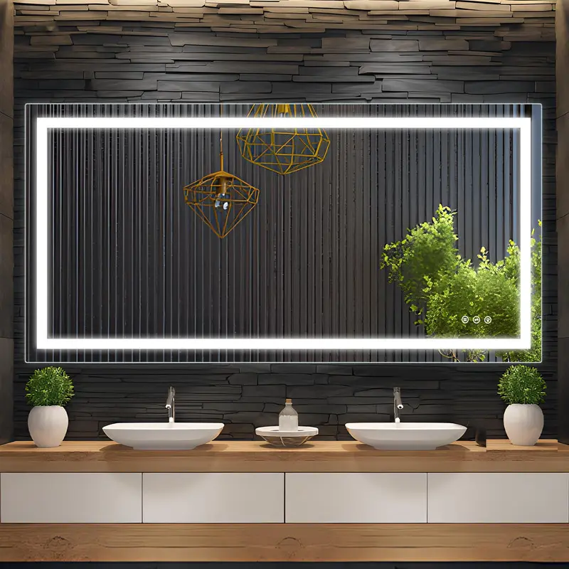 LED Bathroom Mirror 72x36 inch with Front and Backlight, Large Dimmable Wall Mirrors with Anti-Fog, Shatter-Proof, Memory, 3 Colors, Double LED Vanity Mirror