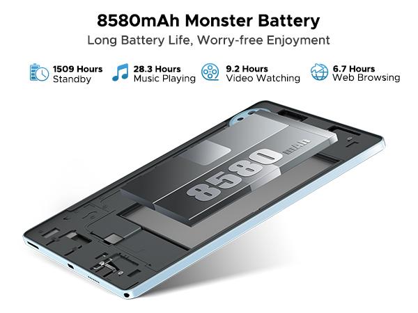 U11 11" Tablet, Android 15, Gemini AI, 16GB+128GB/2TB, 8580mAh, 5G WiFi, Widevine L1, 13MP Camera, GPS, OTG