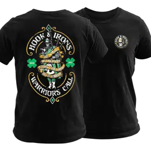 Hook & Irons Warriors Call Firefighter T Shirt, Celtic Bagpiper Graphic Tee with Shamrock Accents, Soft Cotton Blend Shirt, Firefighter Heritage Apparel for Men & Women, Irish Firefighter Gift Idea