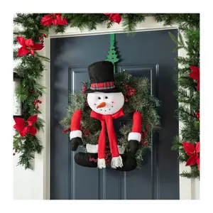 Glitzhome 20"H Fabric Christmas Snowman WreathOrnament