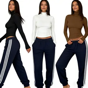 Women’s 3-Pack Slim-Fit Y2K Korean Casual Tops - Breathable Cotton Blend Crewneck & Turtleneck, Assorted Color Layering Must-Haves for Casual & Date Outfits