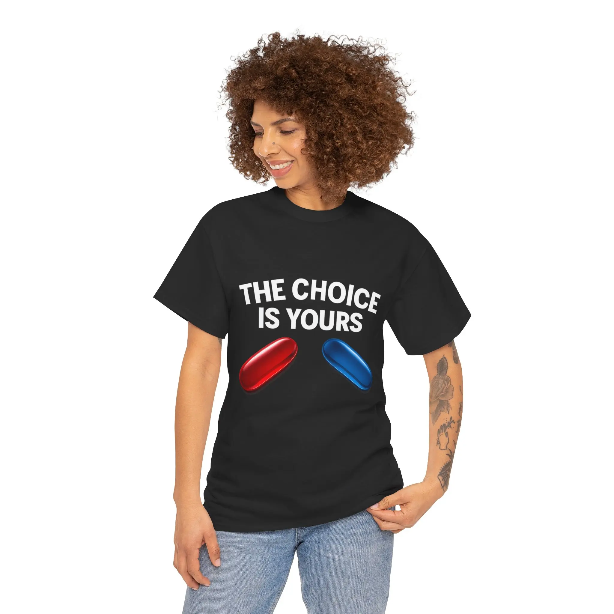 Choice Is Yours Graphic T-Shirt, Unisex Heavy Cotton Tee, Movie Fans Gift Tee, The Matrix Pills Shirt, Casual Wear
