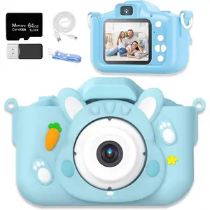 Kids Toy, Kids camera, 64GB memory card, 1080P HD, 48MP, Multiple cute filters to choose from, video shooting, multiple games, Boys/Girls' Holiday Birthday Gifts, preferred kids birthday gift Lens