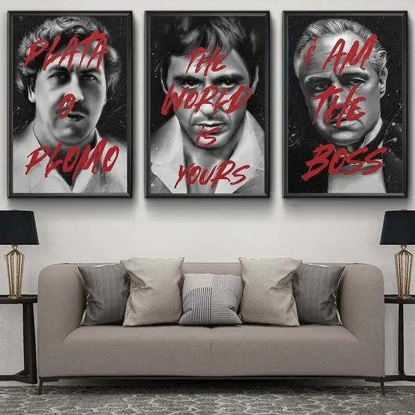 Vintage Mafia Movie Poster - Tony Montana, Godfather Themed Wall Art Decor with Motivational Quotes, Glossy Artwork for Room Decoration, Ideal Gift for The Boss Enthusiasts
