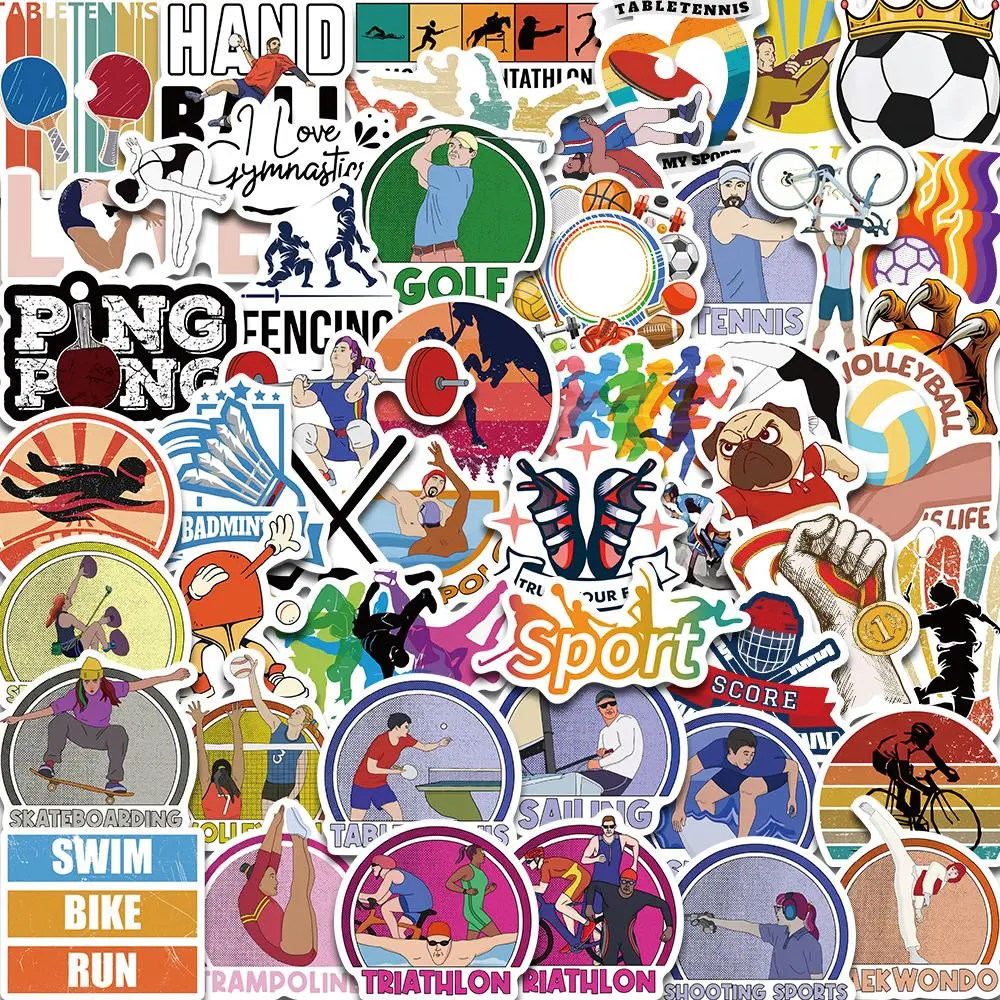 Olympic Sports Themed Sticker, 50pcs/set Self Adhesive Decorative Stickers, DIY Decals for Water Bottle, Laptop, Phone Case, Scrapbooking, Journal Making