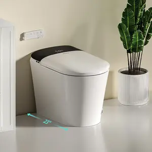 Smart Compact Toilet for Small Bathroom, 23" Depth Shallow Toilet with Foam Shield Auto Open/Close Lid, 12" Rough In, Built-in Tank, Heated Seat Foot Sensor Flush One-Piece (ZY695A Mini)