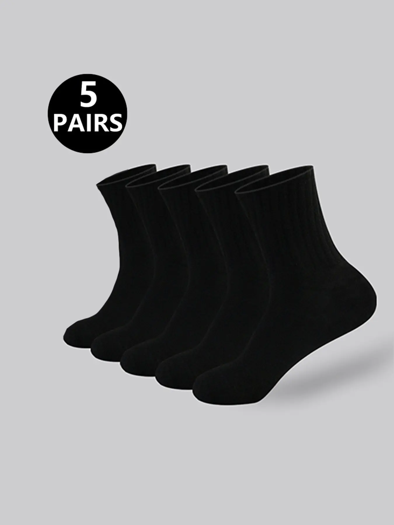 5/10 pairs Men's and Women's Black and White Business Soft Autumn/Winter Solid Casual Socks