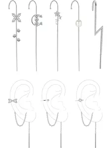 Ear Wrap Crawler Hook Earrings for  Young Women | Earcuffs | Climber | Ear Cartilage Piercing | Fashion | Unique | Cubic Zirconia | Earring Set
