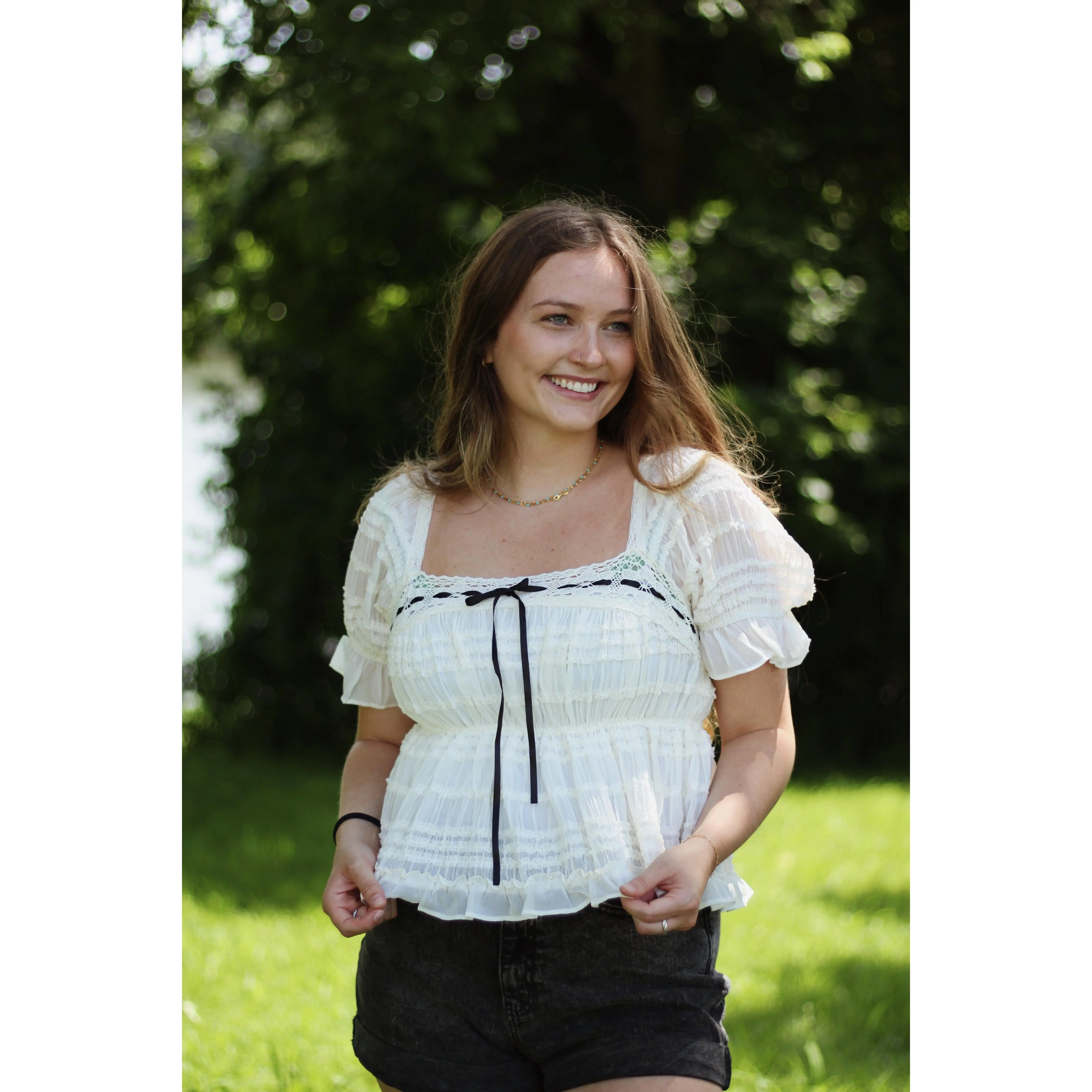 Western Lace Ruffle Top