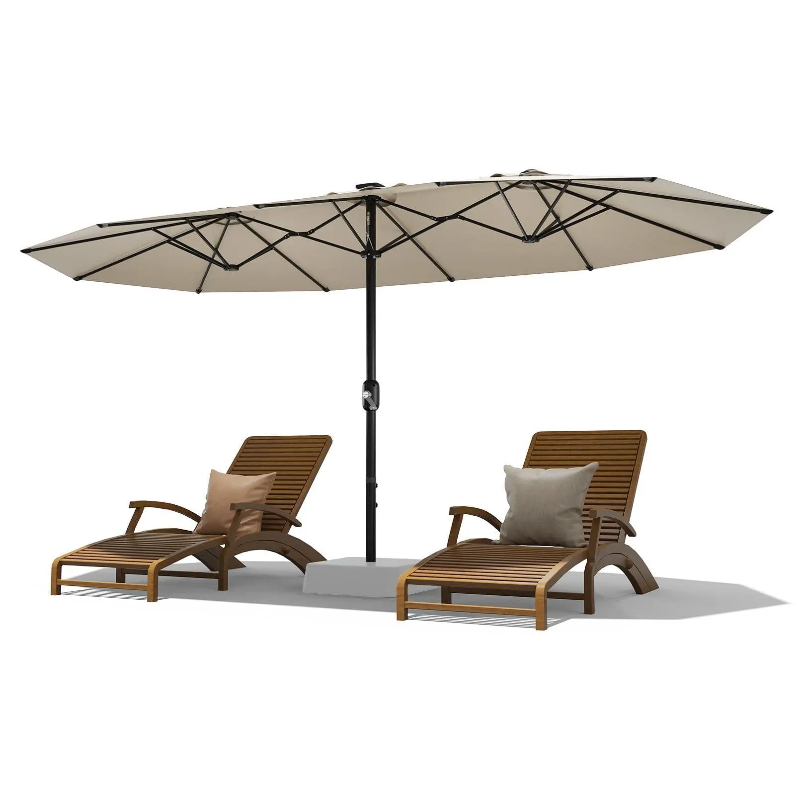 13 ft large patio umbrella, outdoor double-sided rectangular market umbrella, weather-resistant fabric, UV protection, for pool and garden—beige