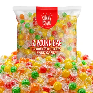 Sour Balls Hard Candy 2 Pound Bag Assorted Fruit Flavors Individually Wrapped Lemon Grape Cherry Lime Orange for Office Parties and Jars
