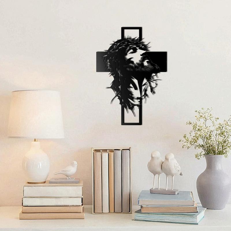 Jesus Cross Metal Wall Art 28.58x40cm | Christian Religious Wall Decor Easter Gift！Laser Cut & Hand Engraved Christian Artwork | Durable Metal Decor for Home, Office, Church, Restaurant | Religious Symbolism Wall Hanging Perfect Easter Gift