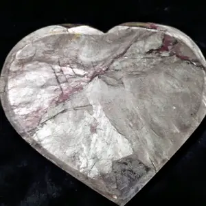 Large Purple Mika Heart - Natural Stone Decorative Heart Shaped Ornament for Home Decor