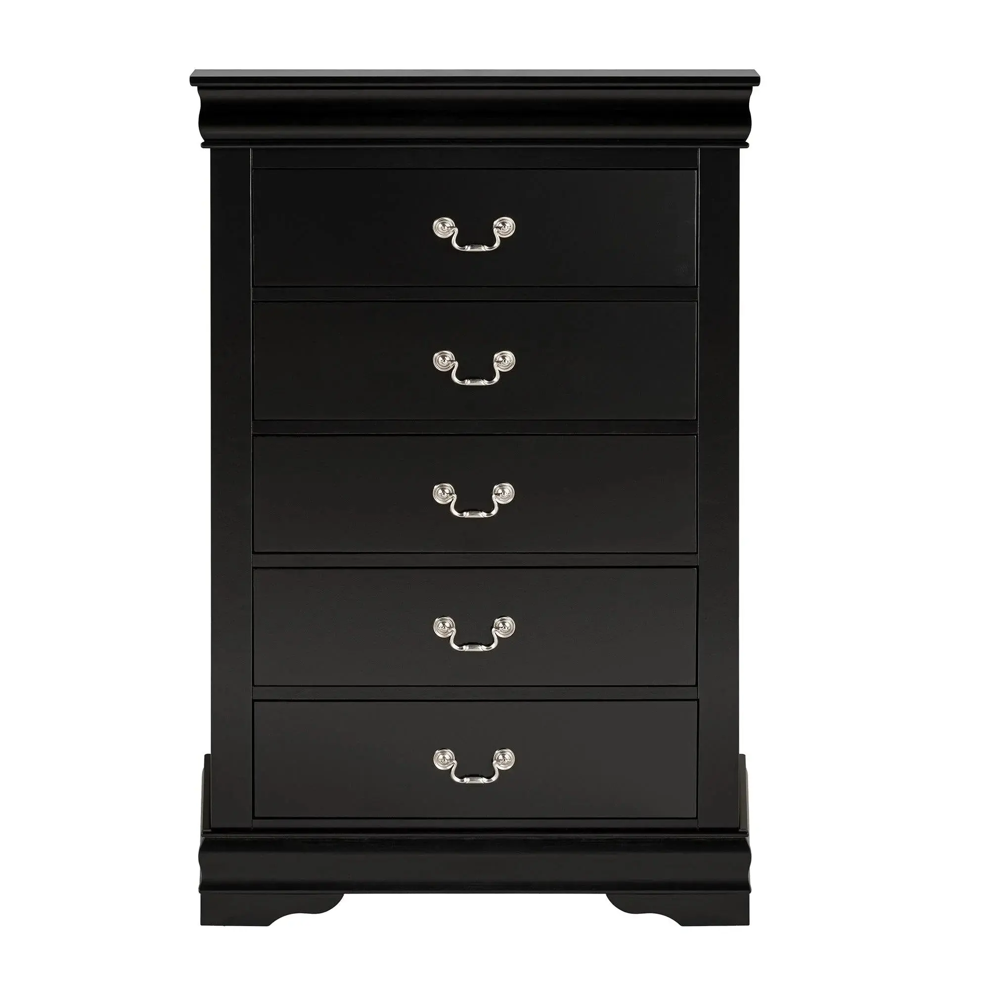 Transitional 5 Drawers Chest of Drawers 31.5 Inch Wide Wooden Storage Dresser with Bracket Feet for Bedroom