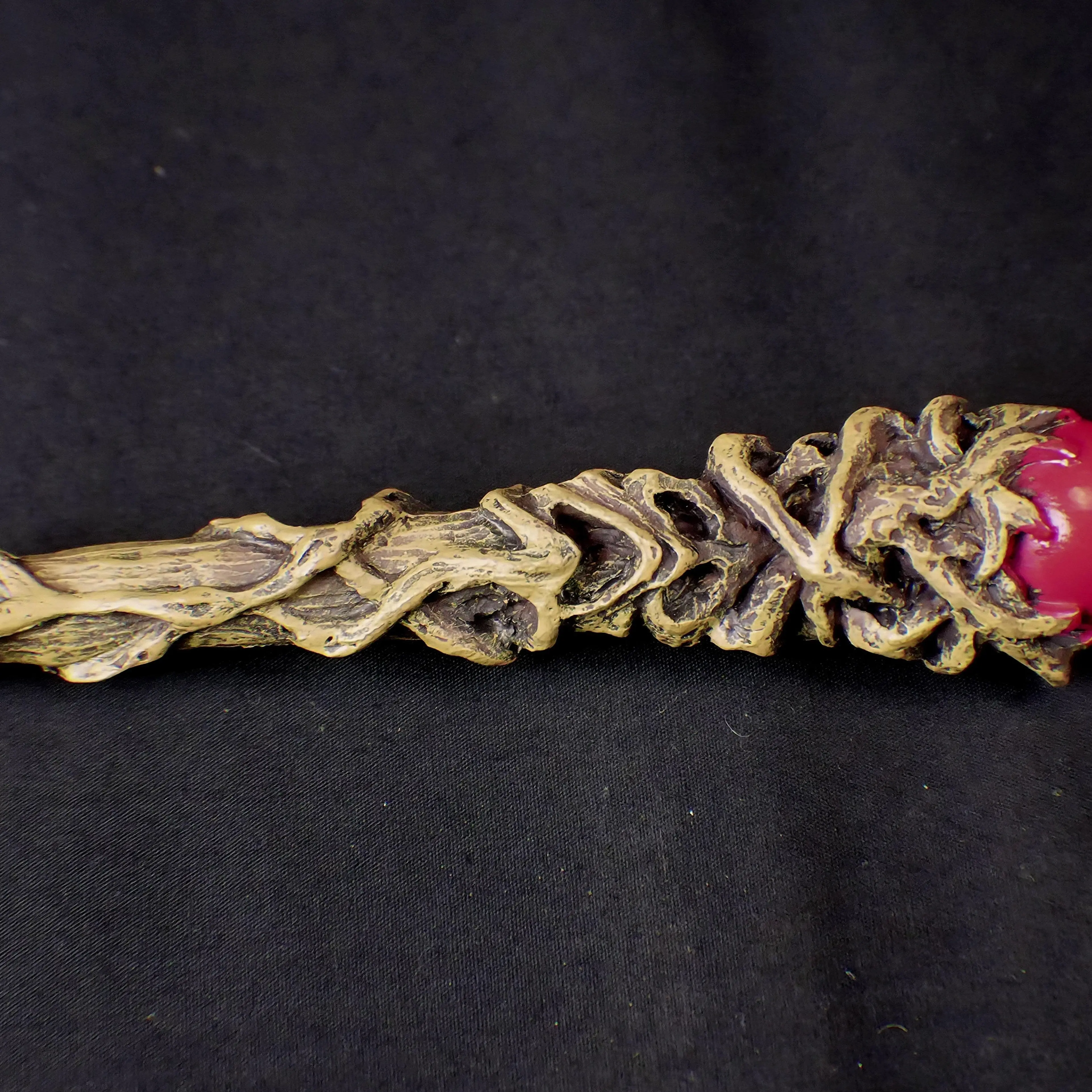 Greenman Tree Wand - Brown Woodland Wand with Forest Spirit Face & Red Orb Tip for Nature Rituals and Spellcraft - Masks Primal Power Ancient Wisdom Seasonal Rites