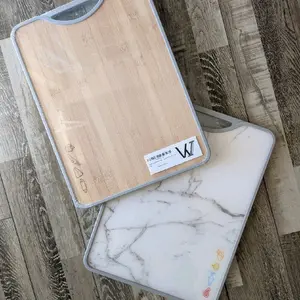 Dual Sided Kitchen Cutting Board - Wooden & Marble Design for Versatile Use in Your Kitchen